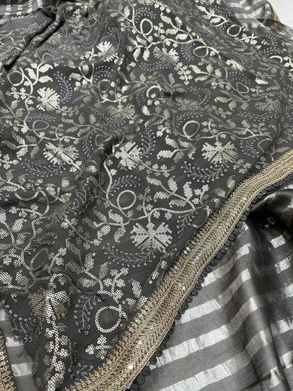 Chanderi inspired striped saree