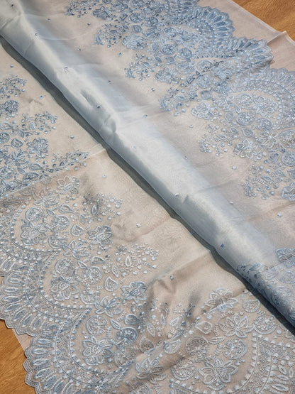 Scalloped inspired organza saree