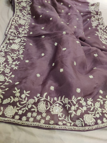 Madhavi zardosi organza saree