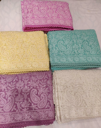 Vani Chikankari gorgette saree