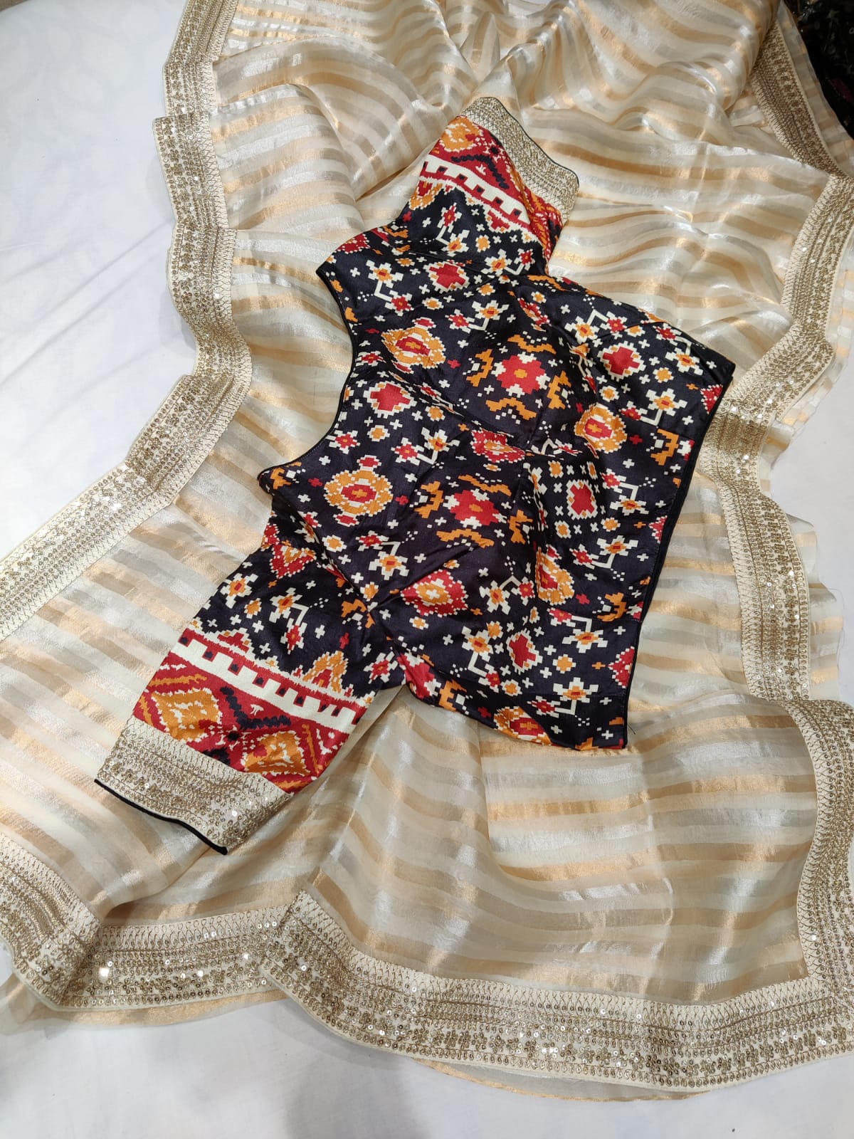 Kalamkari inspired  organza saree