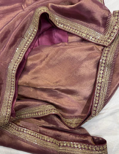 Kanjeevaram inspired tissue organza saree