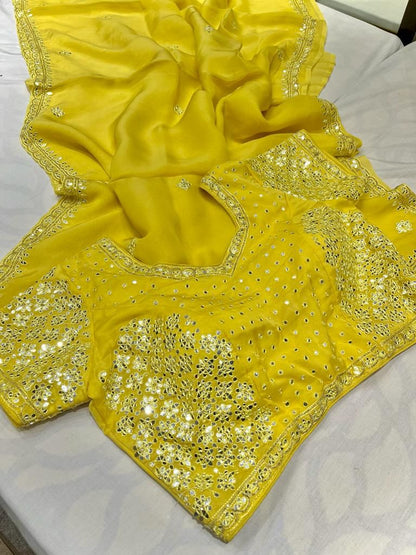 Gulnaari organza zardosi saree