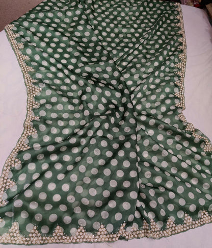 Polka dot inspired organza saree