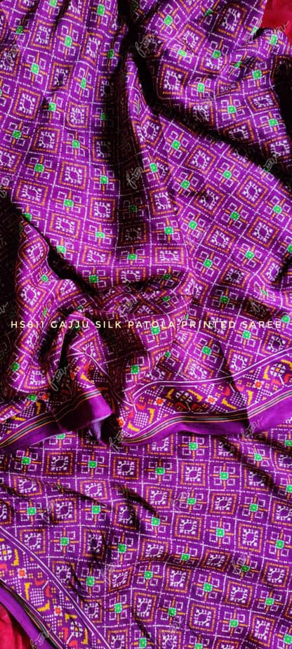 Printed gajji silk Patola saree