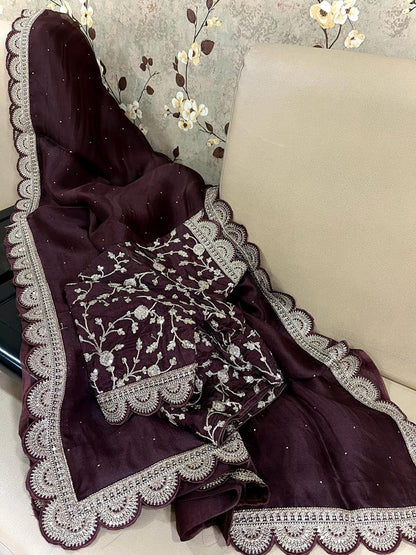 Maisha organza saree Indian sari blouse