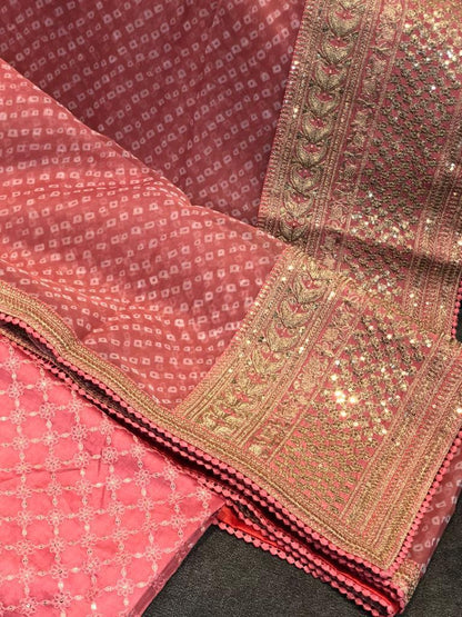 Bandhani styled organza saree