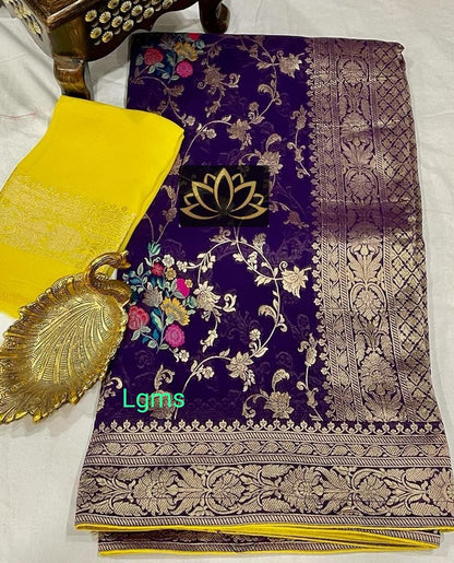 Floral khaddi gorgette saree