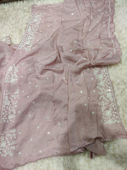 Madhavi zardosi organza saree