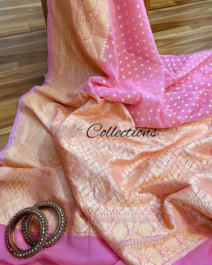 Pink handwoven banarsi saree Royal Sarees