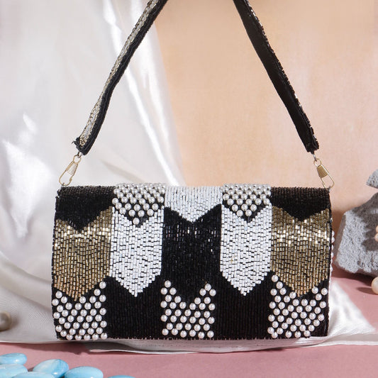 Chess inspired black white beauty purse