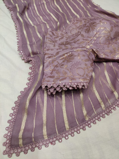 Bezil gorgette striped saree