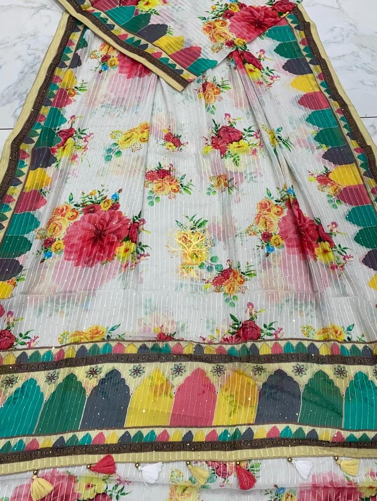 Anaisha gorgette sequins saree