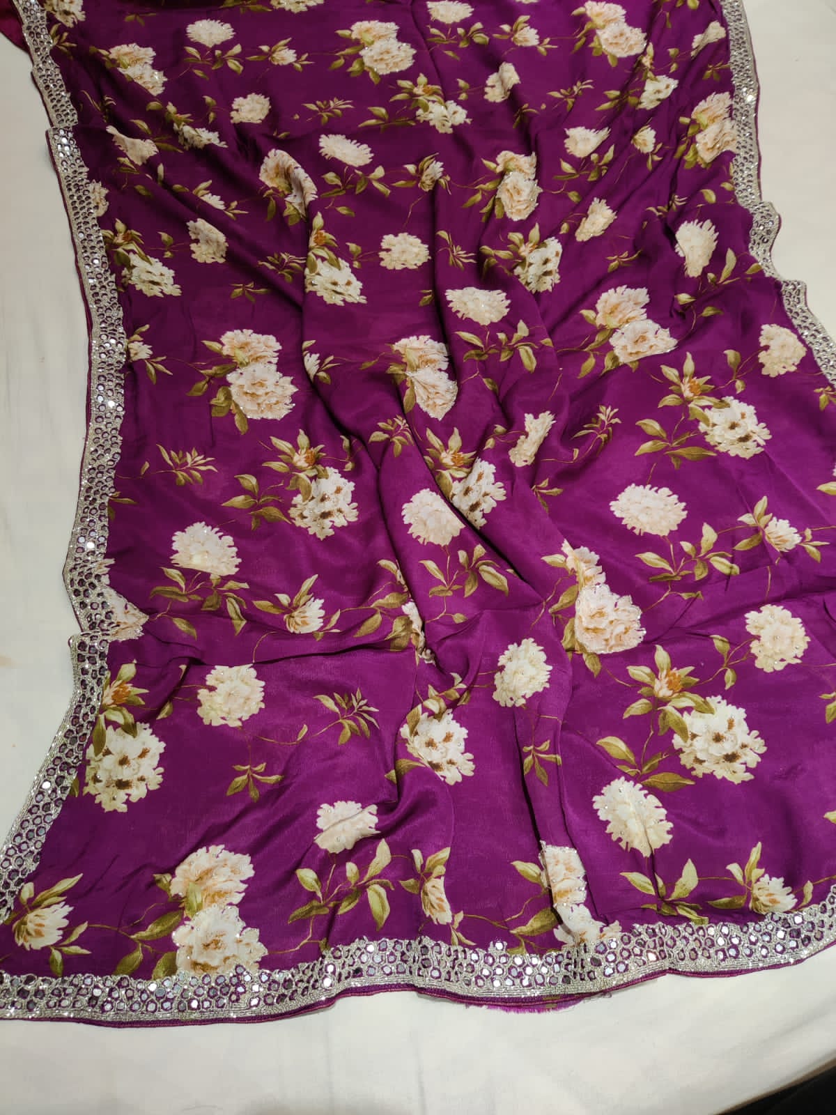 Ravika crepe zardosi saree