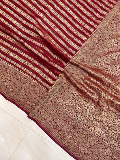 Striped khaddi gorgette saree