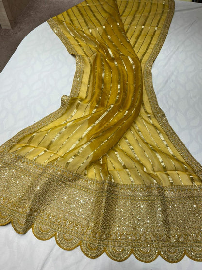 Arvenia striped organza saree