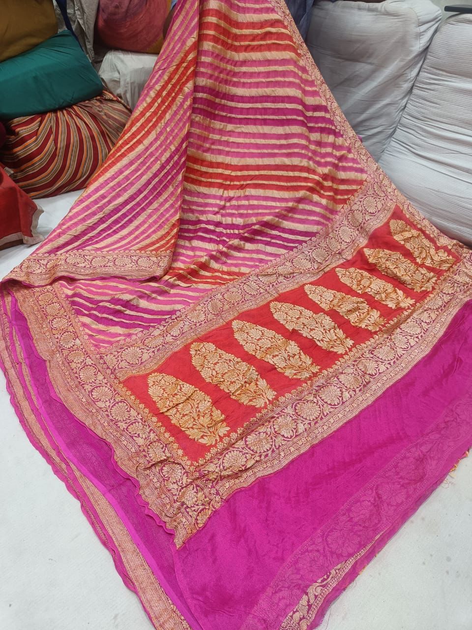 Nasheen banarsi gorgette saree