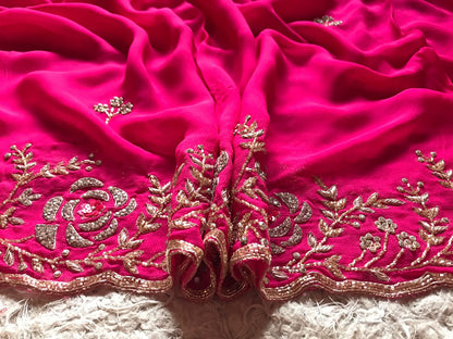 Feather rose zardosi premium saree
