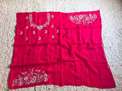 Hot pink organza saree