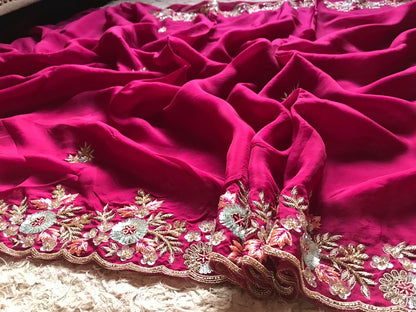 Wine inspired premium organza saree
