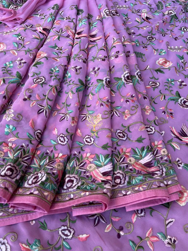 Floral  Parsi inspired saree
